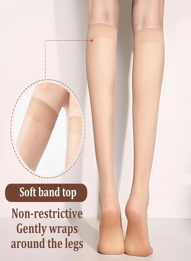 PASDUCHAS 10 Pairs Sheer Knee High Stockings for Women, Black Nude Knee High Hose Nylons Pantyhose - Image 4